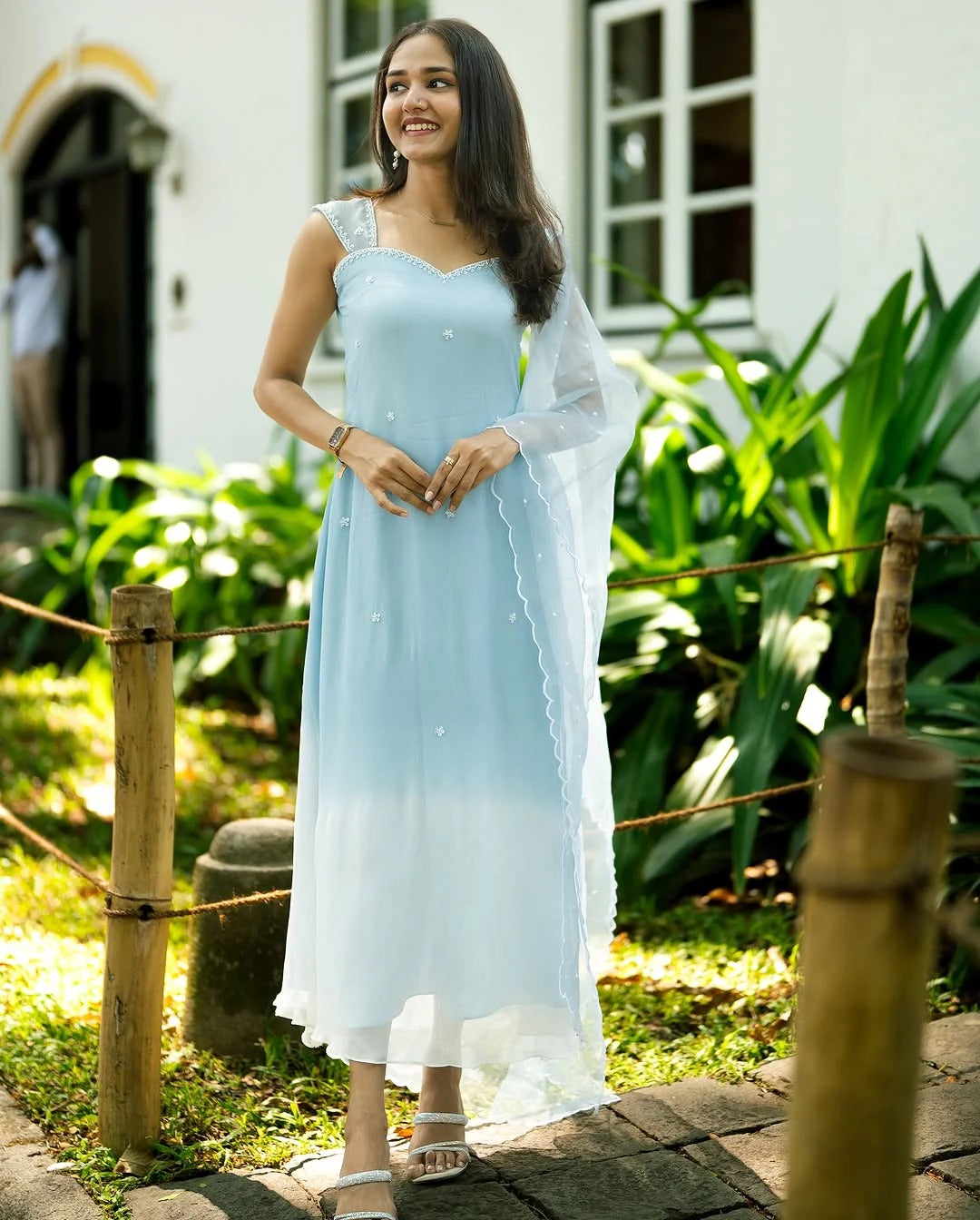 Beautiful Ice Blue Anarkali Gown
