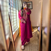 Crimson Pink Embroidered Suit Ethnic Wear for Women