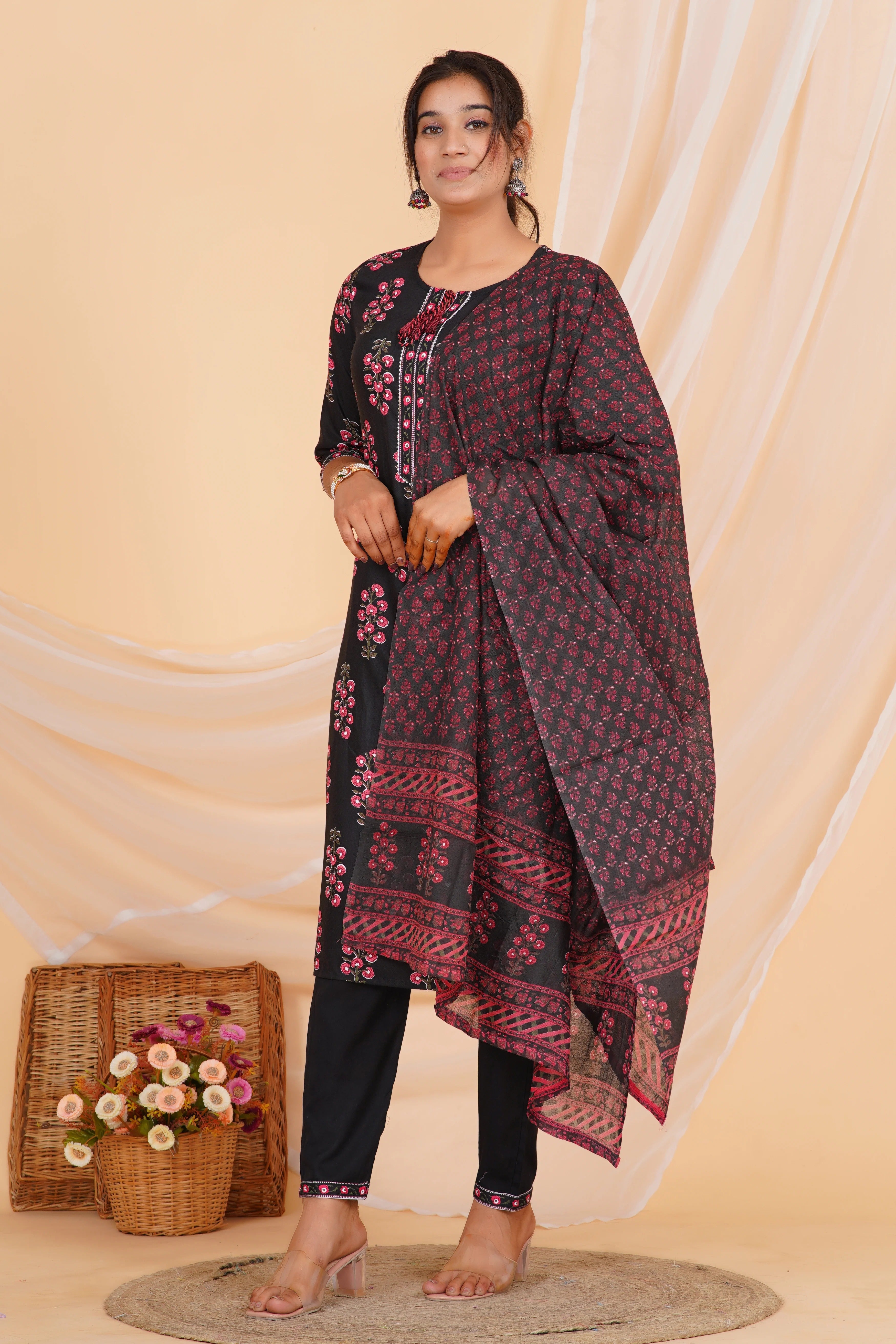 Blossom Noir Viscose Rayon Set