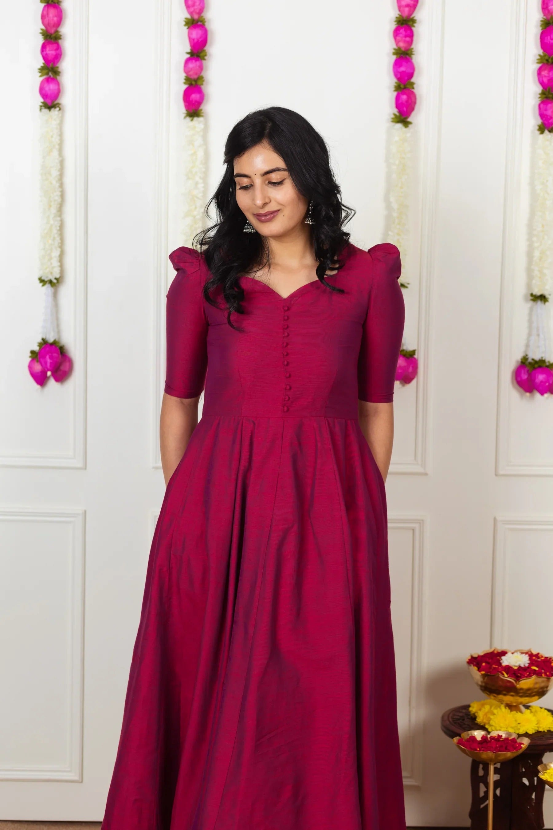 Beautiful Dual Shade Cotton Silk Kali Cut Maxi