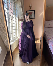 Chiffon Wine Color Gown Dress for Women