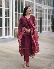 Women’s Designer Cotton Kurta Pant Dupatta Set