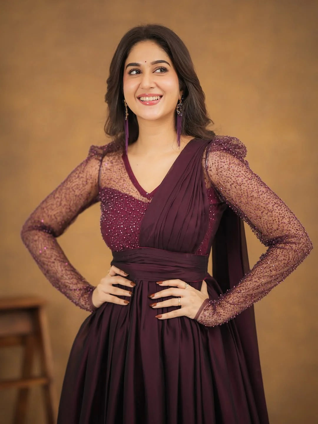 Yashika Maroon Color Anarkali Kurta Set