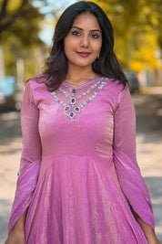 Pupuni Pure Silk Party Wear Purple Gown Designs