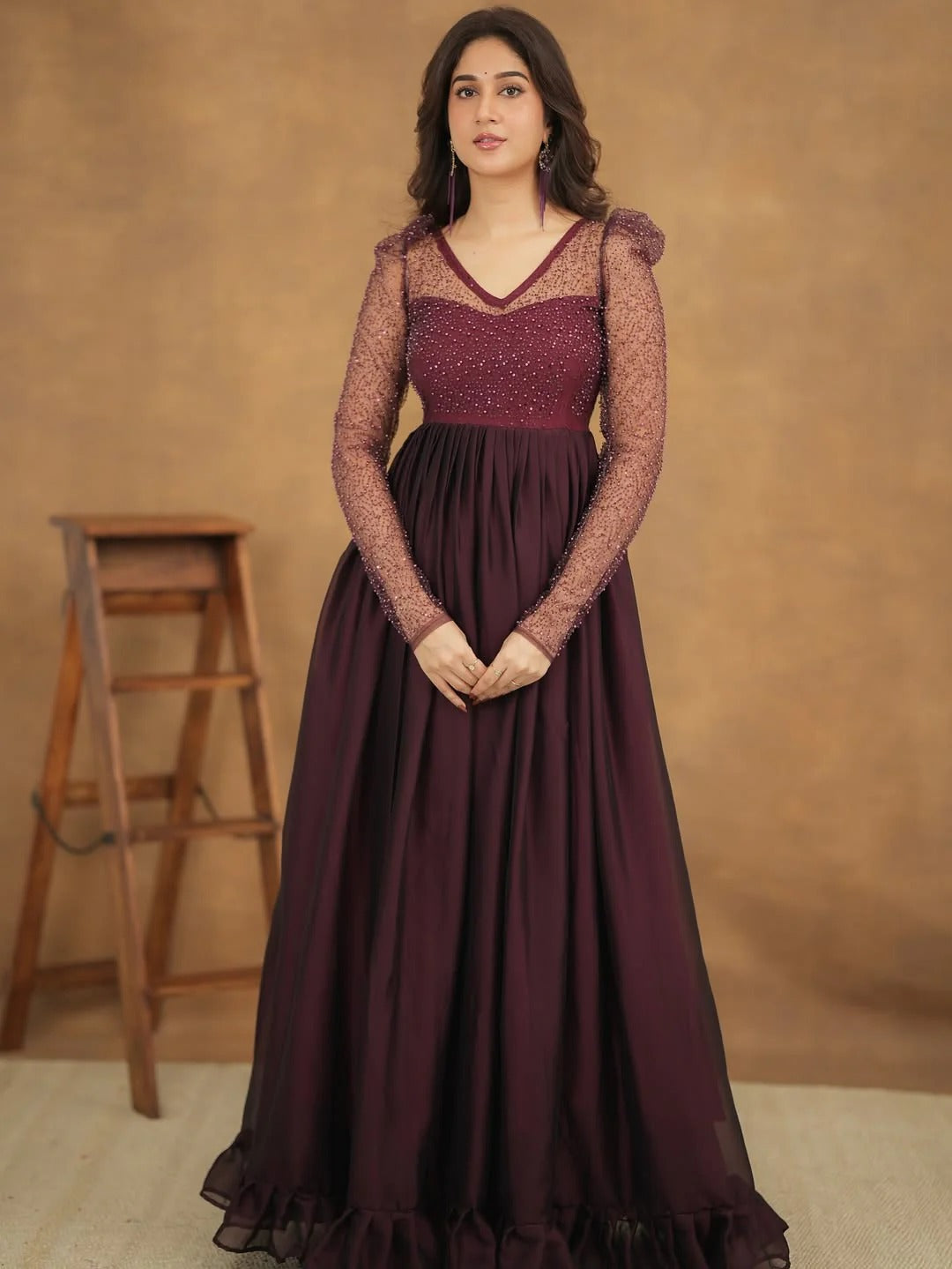 Yashika Maroon Color Anarkali Kurta Set