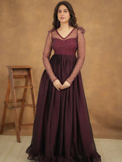 Yashika Maroon Color Anarkali Kurta Set
