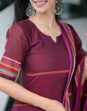 Women’s Designer Cotton Kurta Pant Dupatta Set