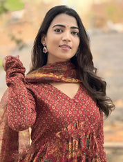 Rust Rosewood Viscose Suit Set