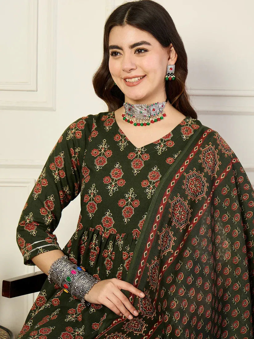 Moss Charm Anarkali Suit Set