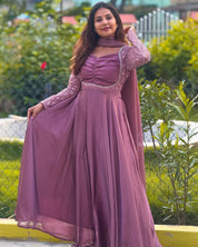 Bhavishya Purple Pure Silk Designer Gown