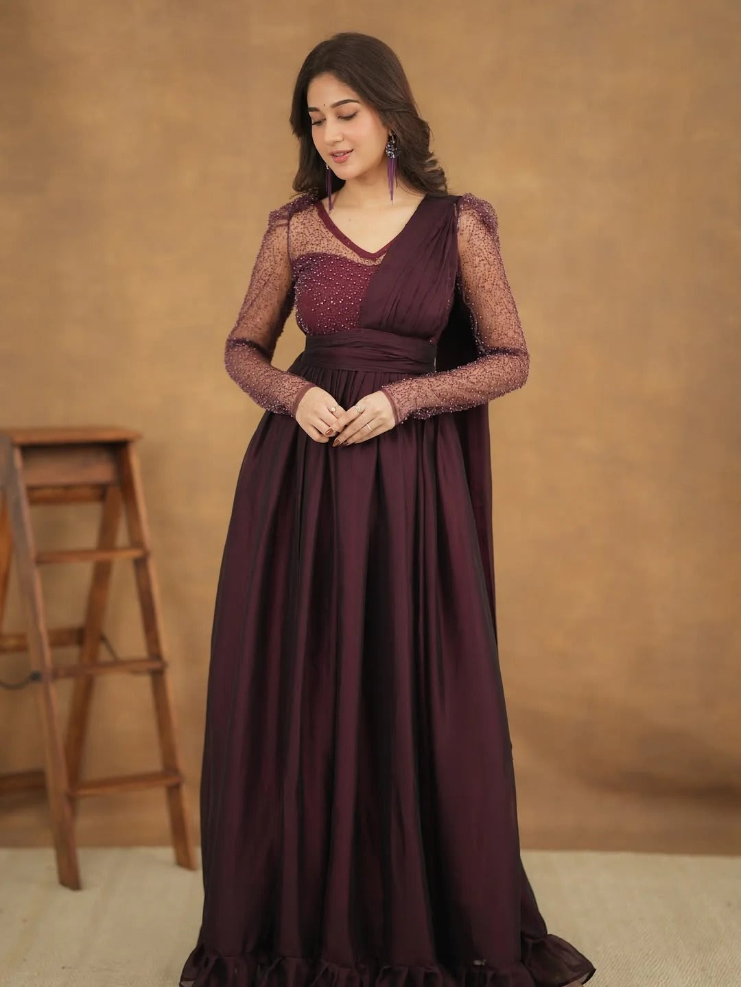 Yashika Maroon Color Anarkali Kurta Set
