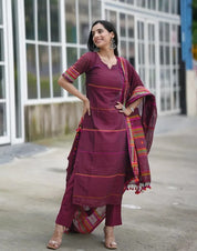 Women’s Designer Cotton Kurta Pant Dupatta Set