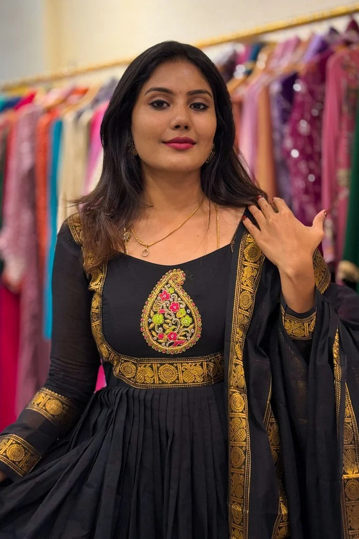 Aayushi Black Color Premium Work Gown