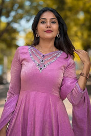 Pupuni Pure Silk Party Wear Purple Gown Designs