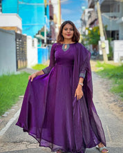 Vrnunda Purple Color Anarkali Gown In Low Rate
