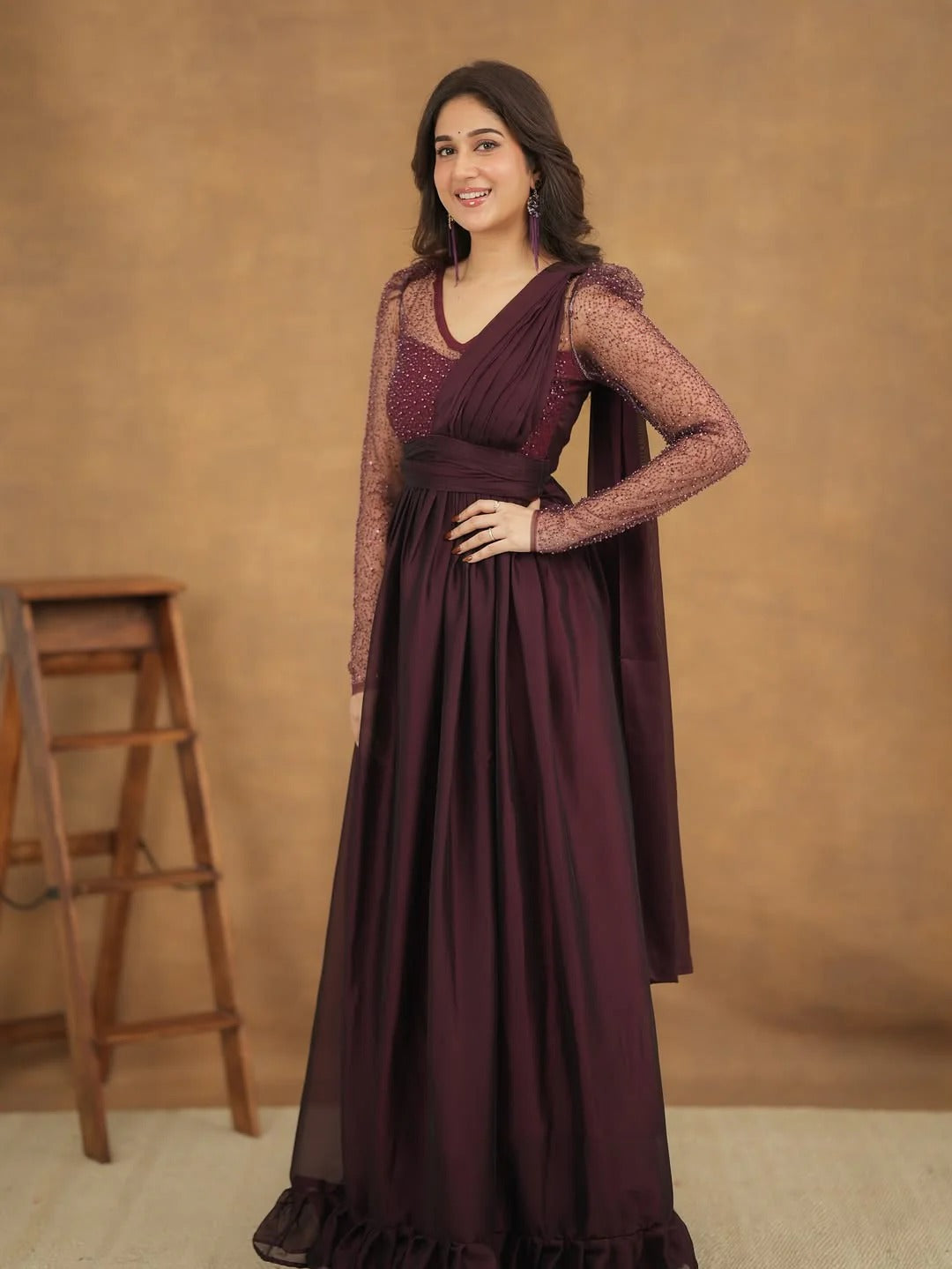Yashika Maroon Color Anarkali Kurta Set
