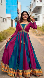 Maheshmati Multi Color Anarkali Gown With Dupatta