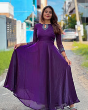 Vrnunda Purple Color Anarkali Gown In Low Rate