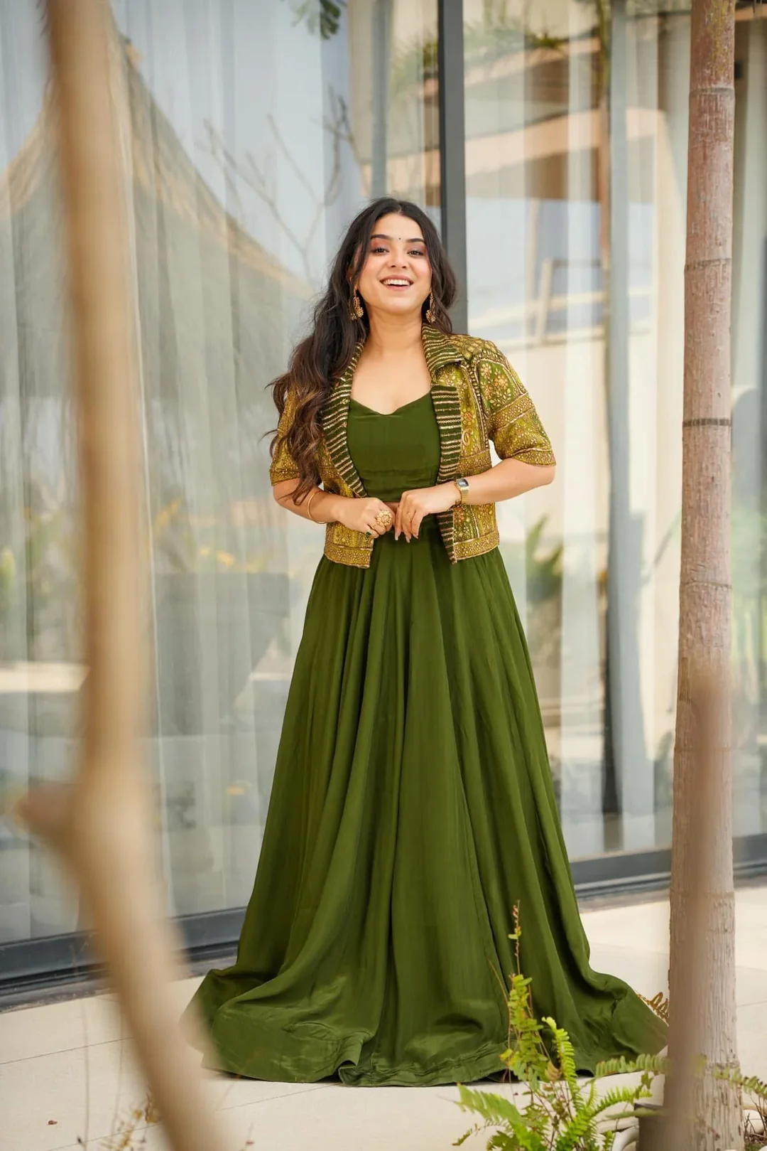 Enchanted jade green skirt set – Ethnic Office Wear