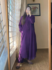 3 Piece – Silk Karandi Purple - Office Wear