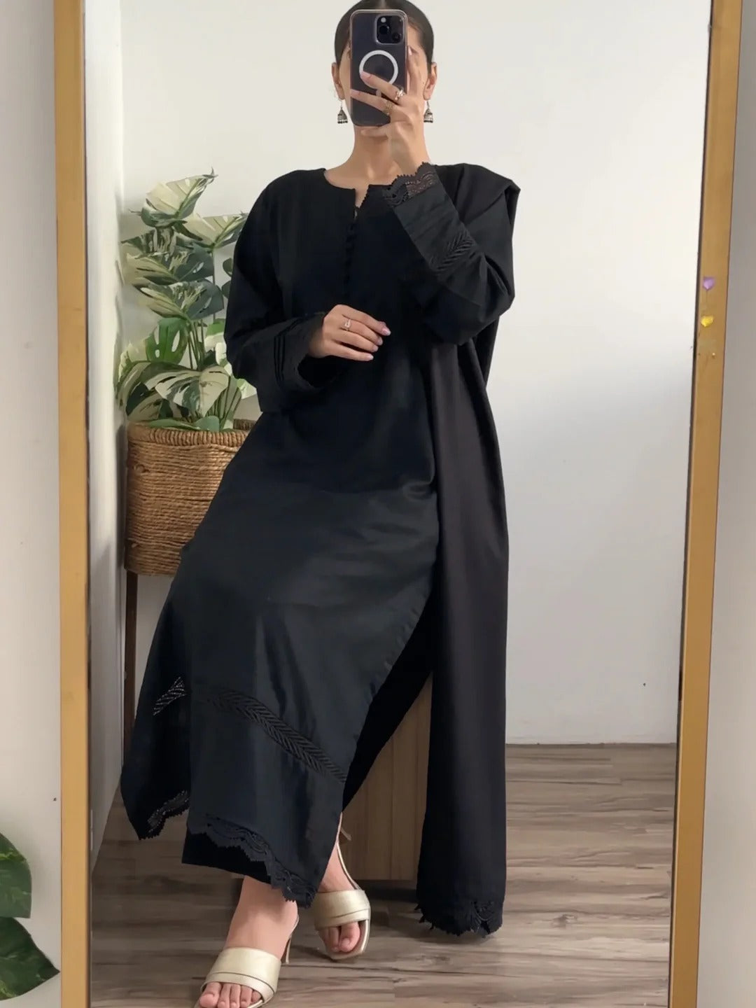 3 Piece - Slub Khaddar Black – Women Elegant Ethnic Wear