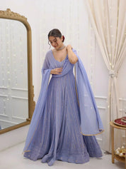 Chikankari Gown with handwork