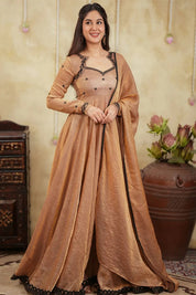 Royal Neelam Golden Color Anarkali Gown