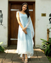Beautiful Ice Blue Anarkali Gown