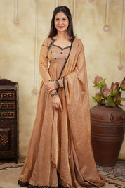 Royal Neelam Golden Color Anarkali Gown
