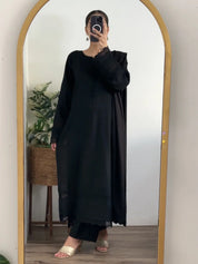3 Piece - Slub Khaddar Black – Women Elegant Ethnic Wear