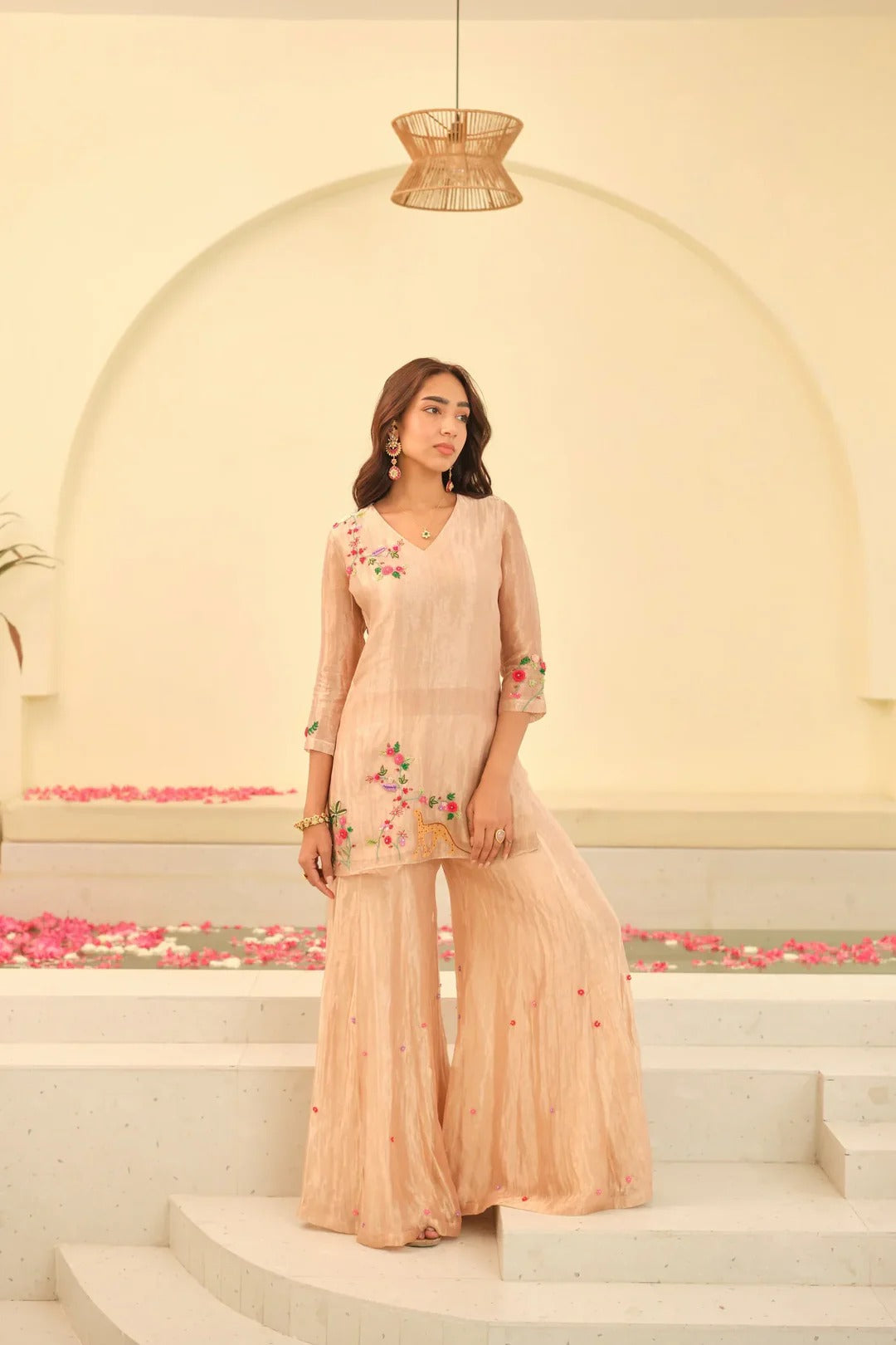 Olive Paisley Flared Maxi Kurti Stylish Ethnic Dress for Women