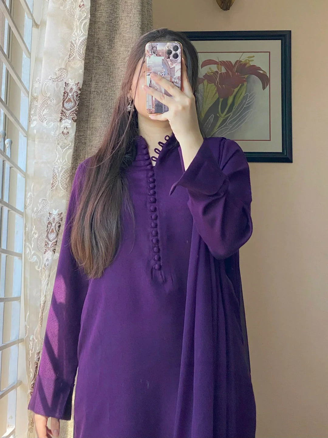 3 Piece – Silk Karandi Purple - Office Wear