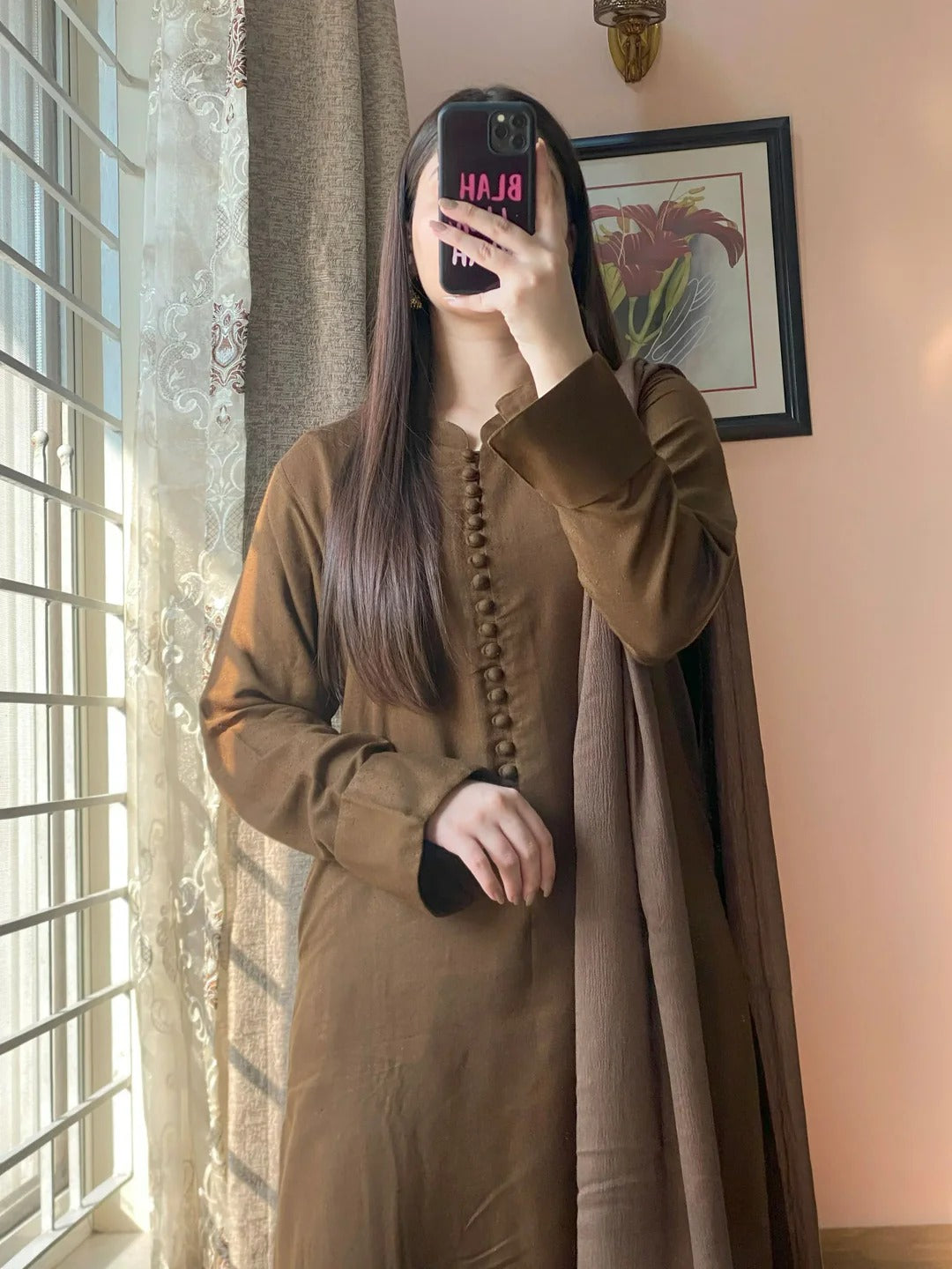 3 PIECE – SILK KARANDI DARK OLIVE – Hand Stitch