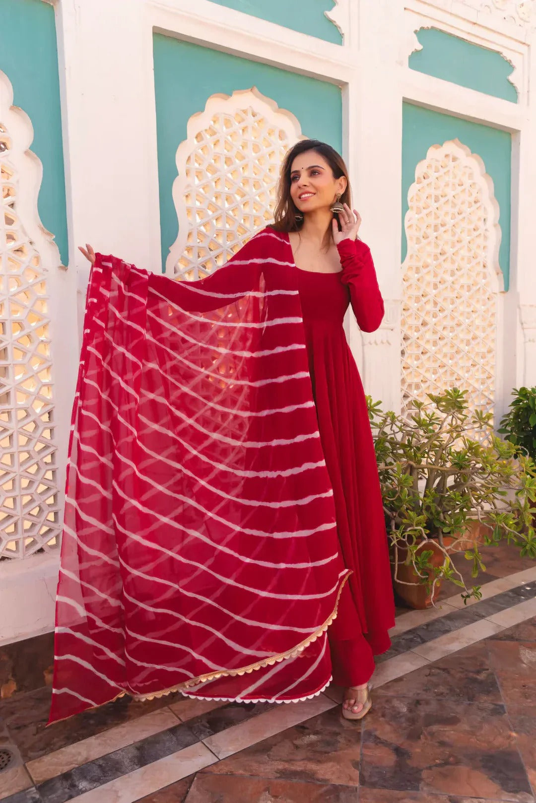 Royal Maroon Kurta Pant Dupatta Set for Women
