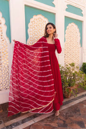Royal Maroon Kurta Pant Dupatta Set for Women
