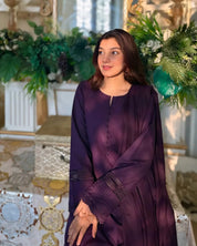 3 Piece - Slub Khaddar Purple – Women Elegant Cotton Ethnic Wear