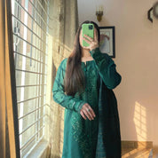 Emerald Green Embroidered 3PC – Designer