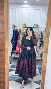 Floral Fantasy Anarkali Black