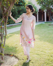 Shitij Pink Handpainted Doria GOWN