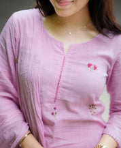 Pink Cotton Embroidery Full GOWN