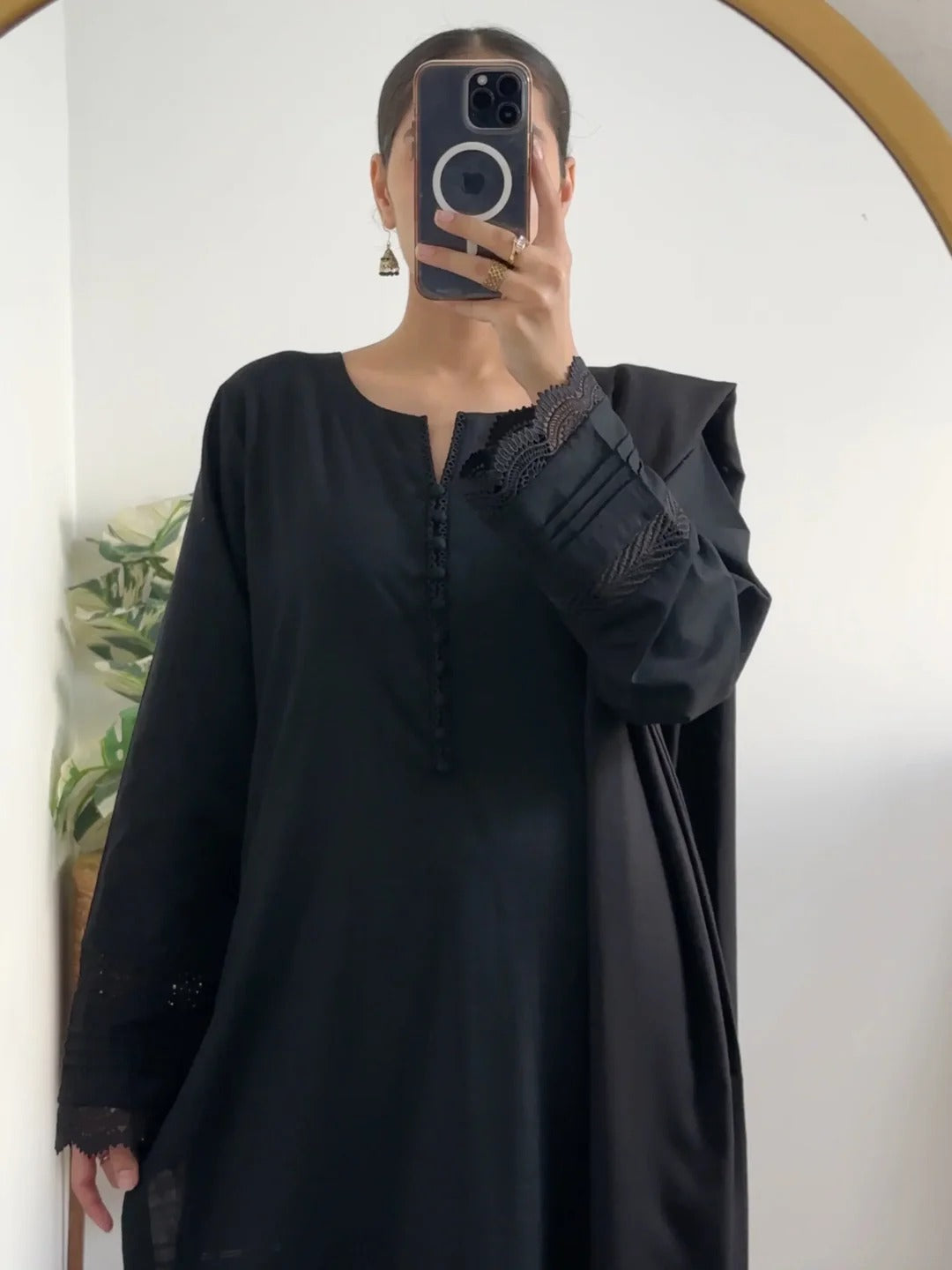 3 Piece - Slub Khaddar Black – Women Elegant Ethnic Wear