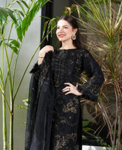Black Three Piece Stitched Lawn Chikankari Suit