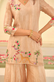 Olive Paisley Flared Maxi Kurti Stylish Ethnic Dress for Women