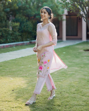 Shitij Pink Handpainted Doria GOWN