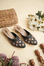 Women’s Black Round Siroski Work Heels