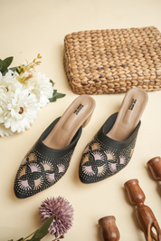 Women’s Black Round Siroski Work Heels