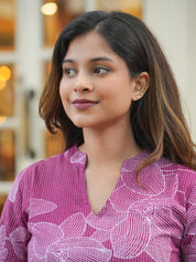 Lavender Bloom Printed Kurta Set for Women Elegant Floral Ethnic Wear