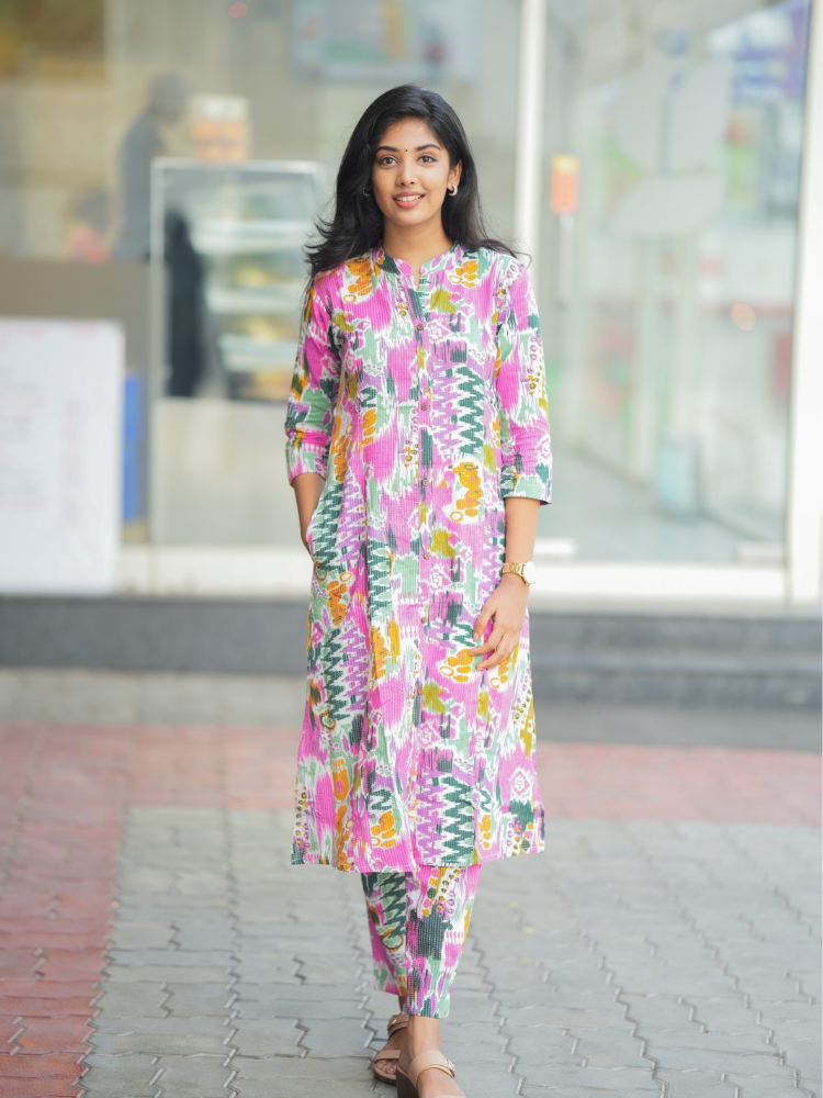 Candy Ikat Co-Ord Set for Women Multicolor Printed Ethnic Wear