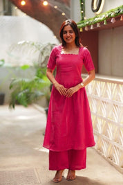 Pink Designer Co-Ord Set for Women Elegant Flared Ethnic Outfit
