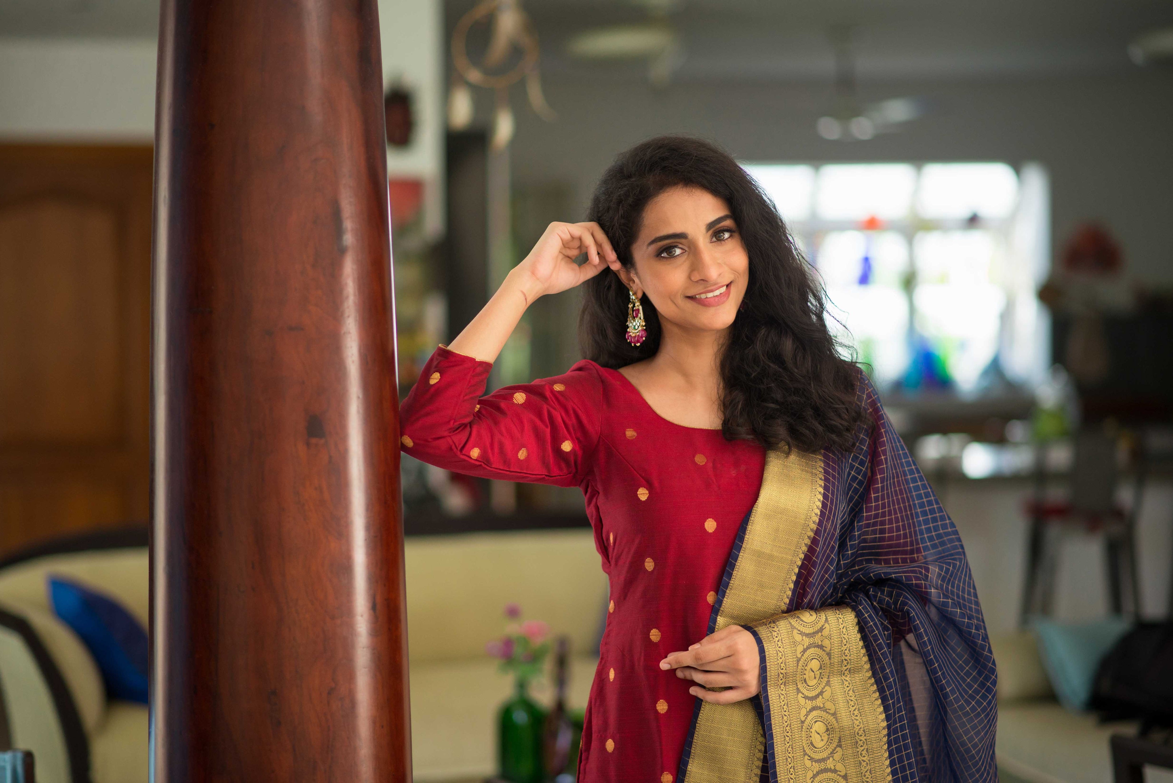 Maroon Silk Kurta Set for Women Traditional Festive Ethnic Suit with Dupatta